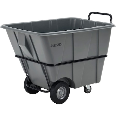 Global Industrial Heavy Duty Plastic Tilt Truck, 1/2 Cu. Yd. Cap, 1400 Lbs. Cap, Gray 984613HD
